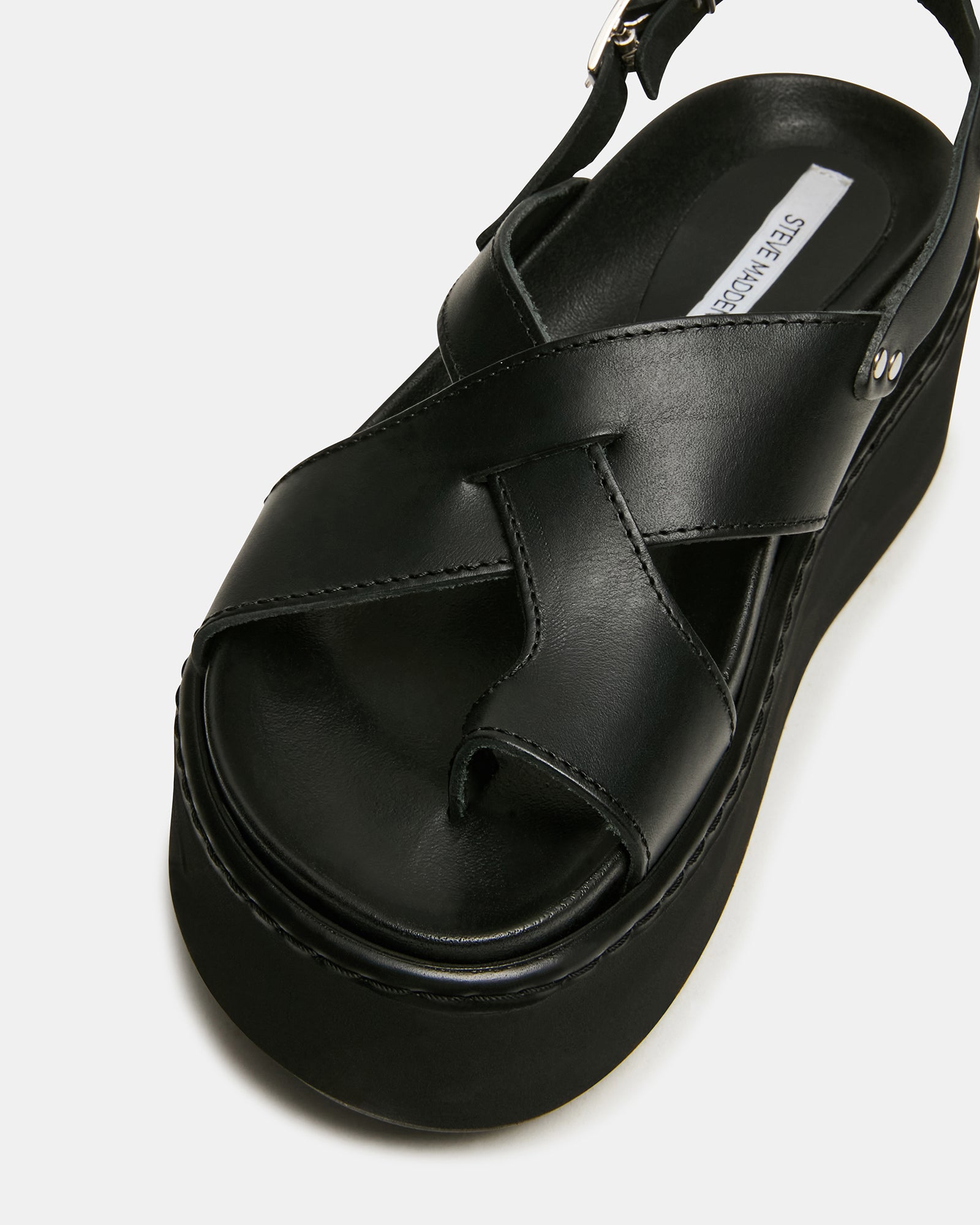 STEVE MADDEN ROWMANN LEATHER SANDALS LUXOR Dark Brown Slide Footbed Men main image 2