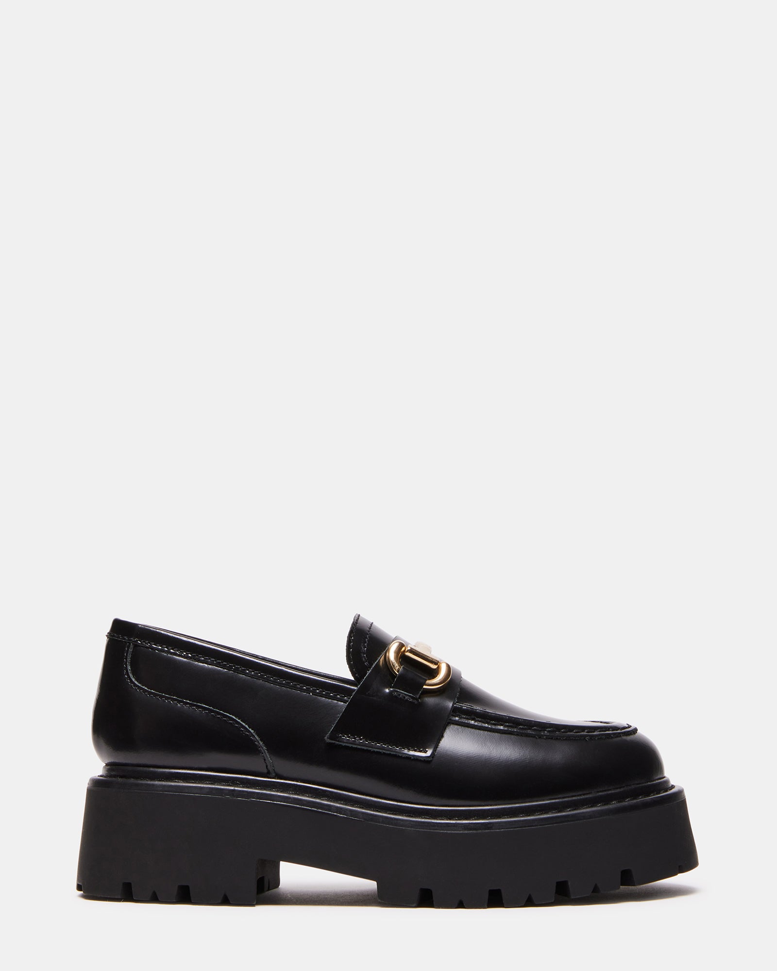 ROUX Black Leather Platform Lug Sole Loafer | Women's Loafers – Steve ...