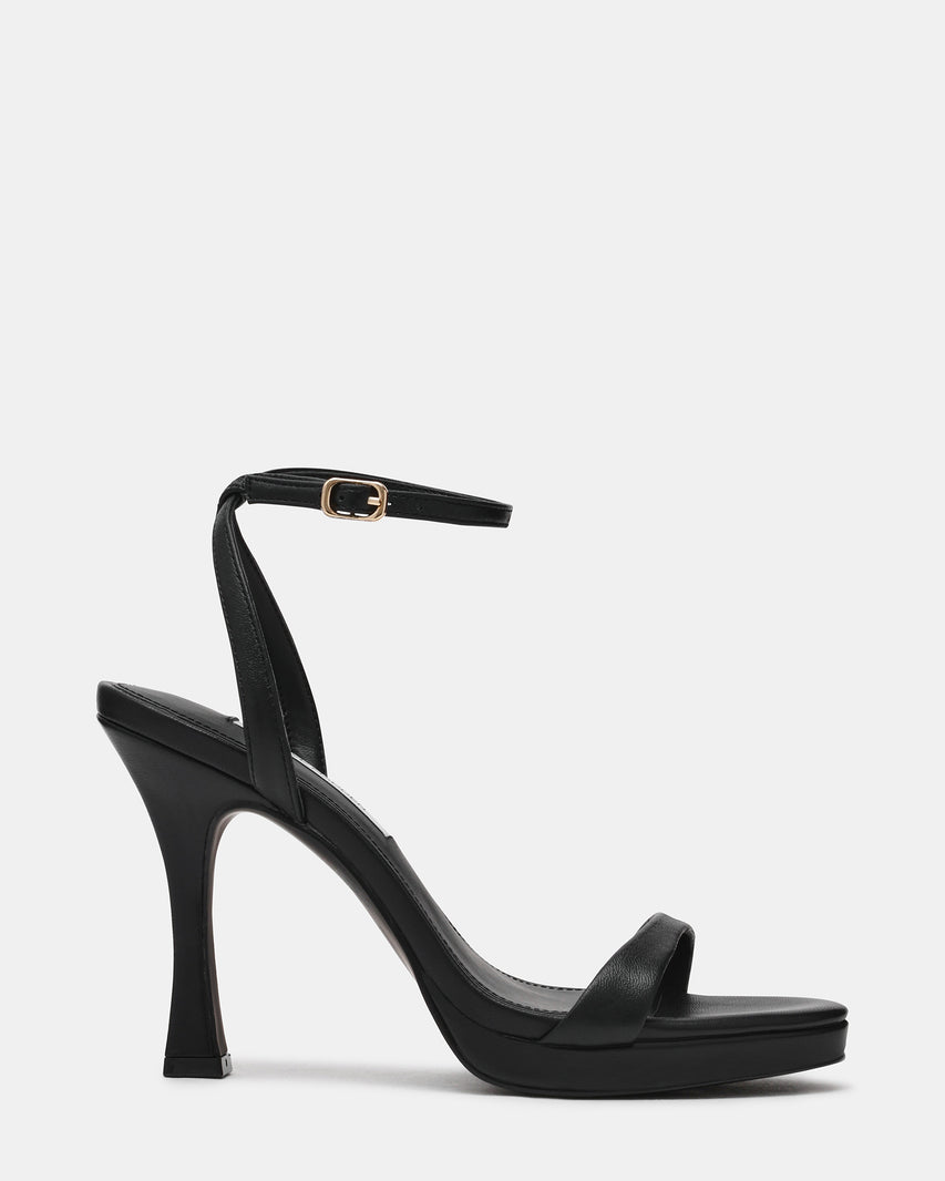 SACRAMENTO Black Leather Round-Toe Women's Heel | Steve Madden