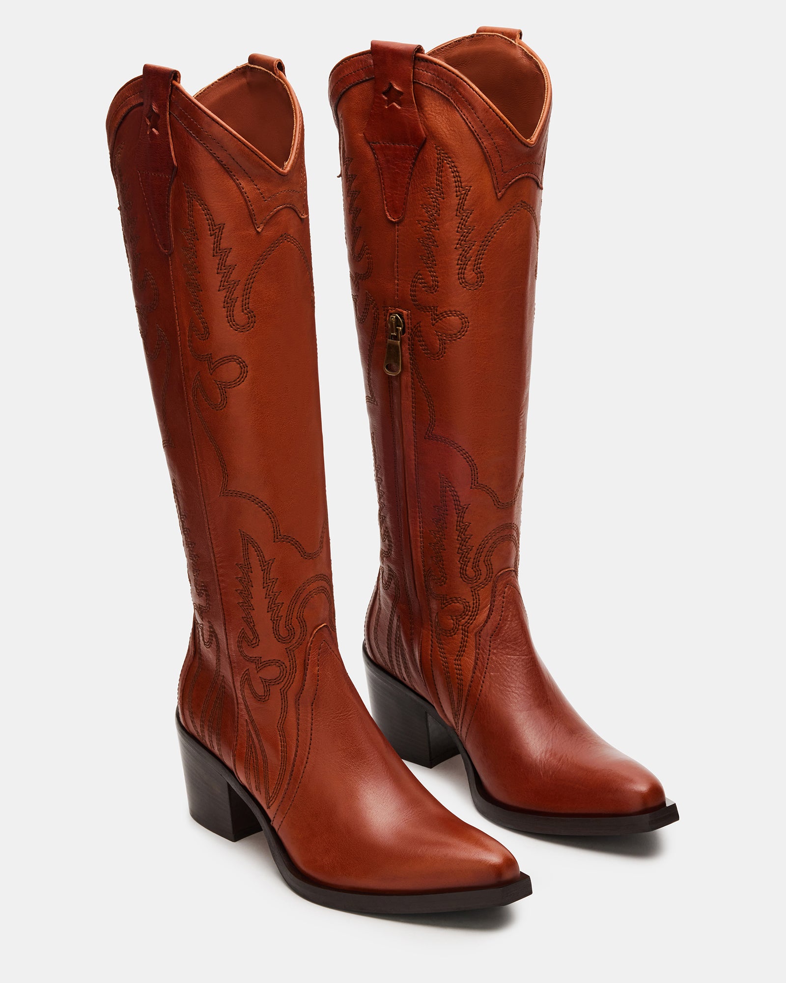 cognac leather boots
