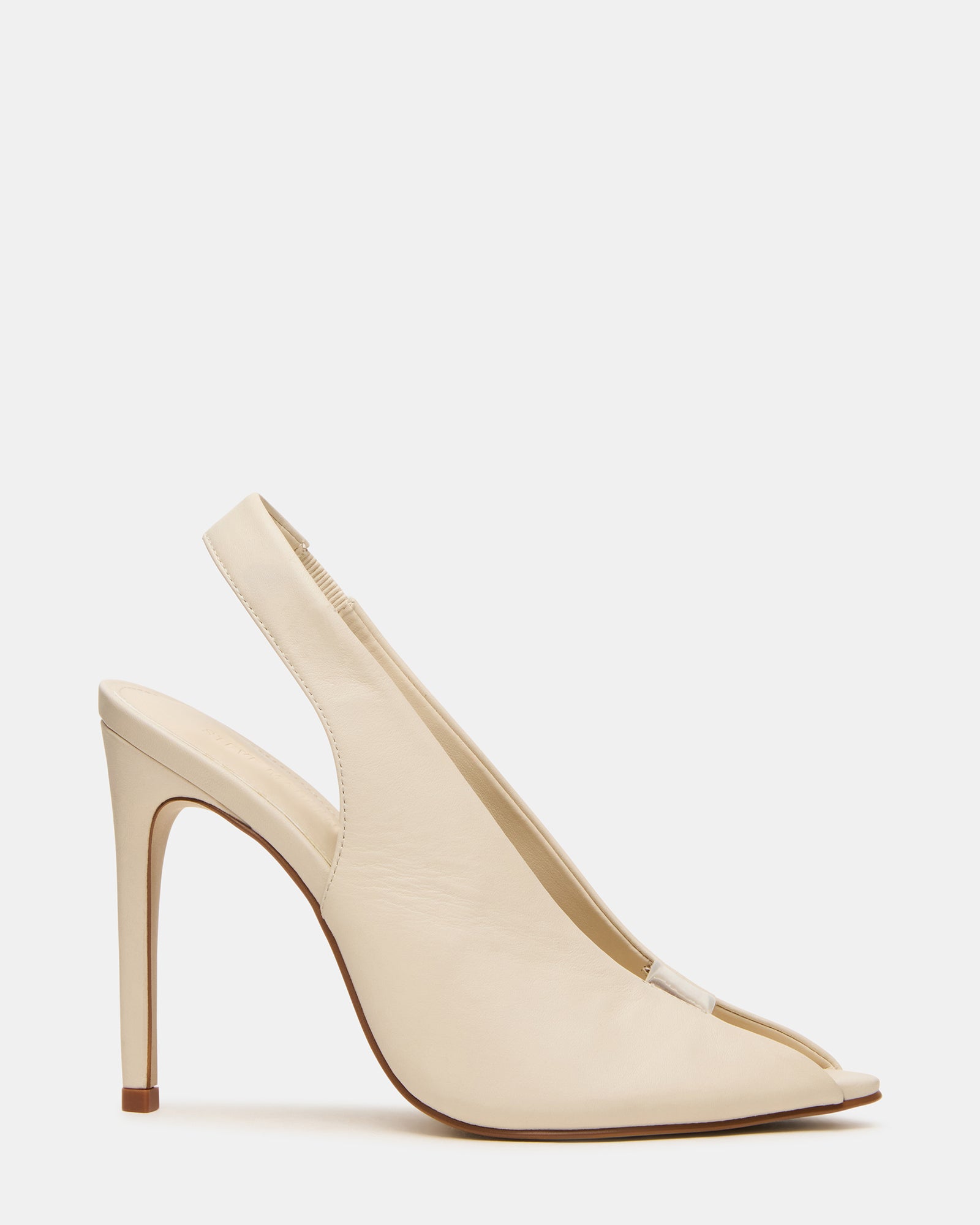 SASHA Bone Leather Peep-Toe Stiletto PVC Strap Women's Heel | Steve Madden