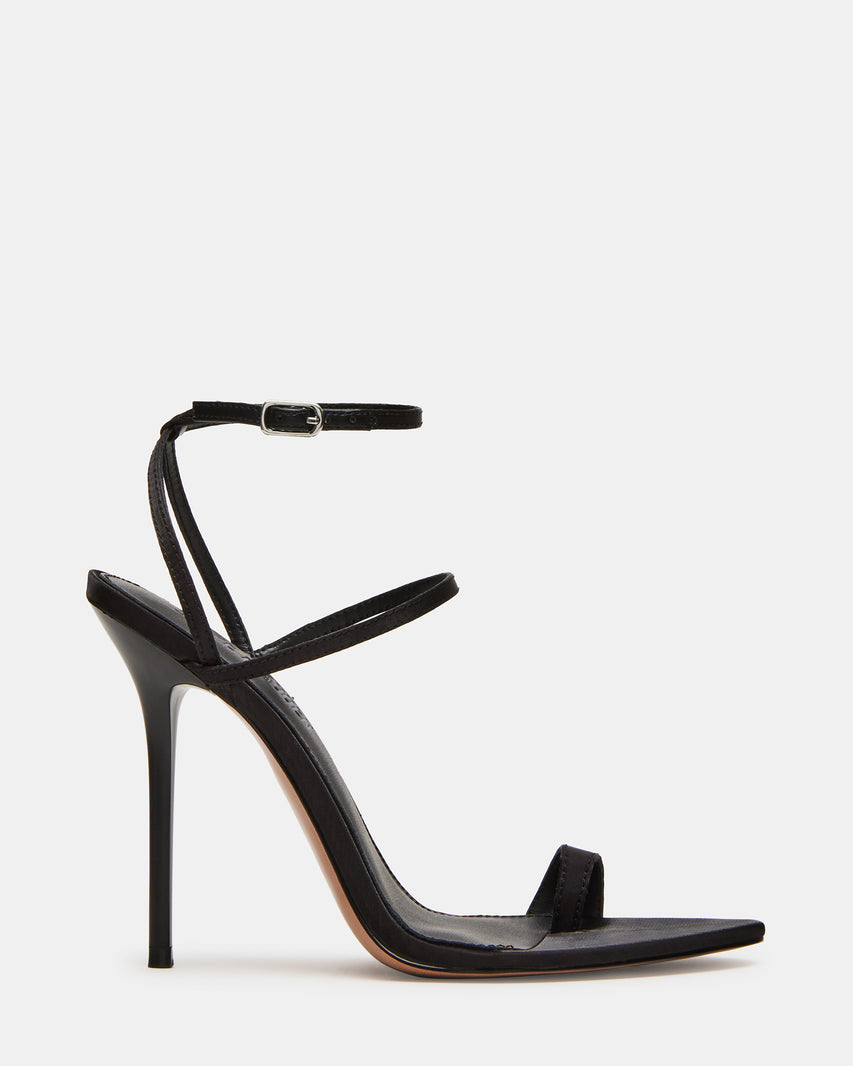 SCORPIO Black Satin Pointed Toe Strappy Stiletto | Women's Heels | Steve Madden