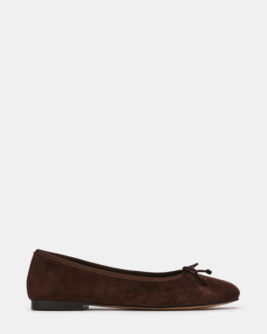 SELMA Brown Suede Bow Women's Ballet Flat | Steve Madden