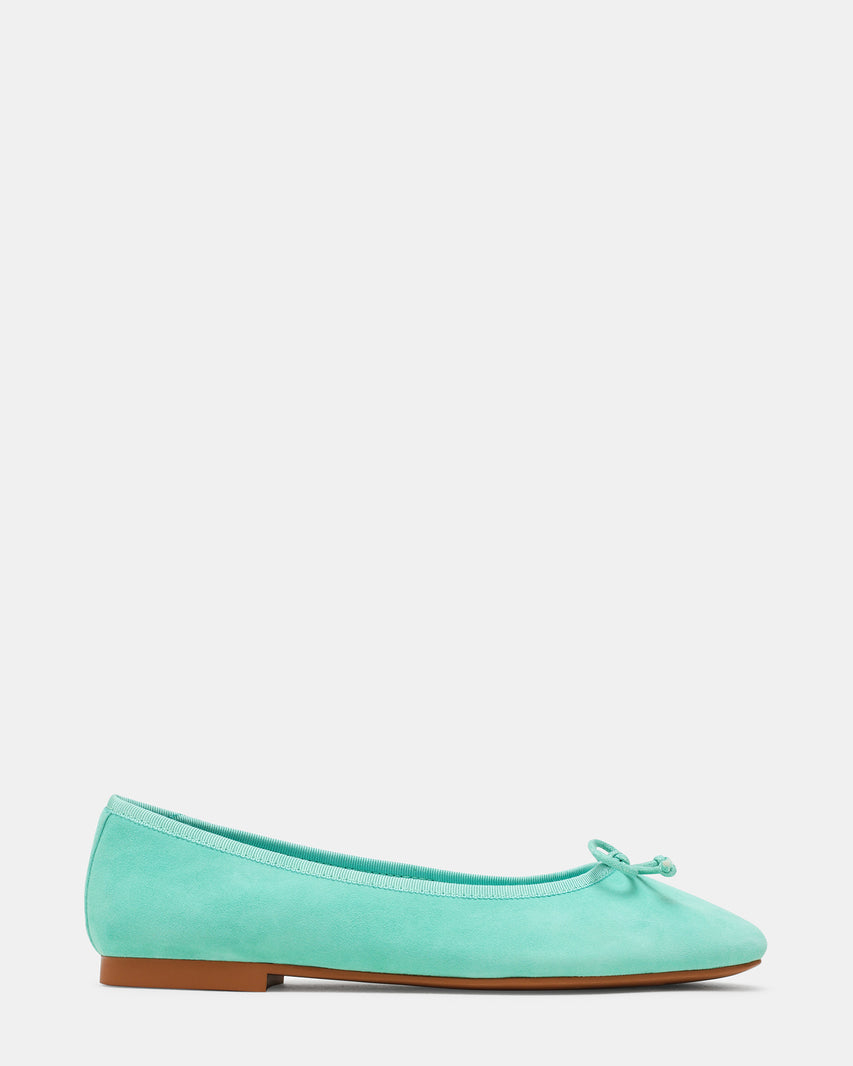 SELMA Turquoise Suede Bow Women's Ballet Flat | Steve Madden