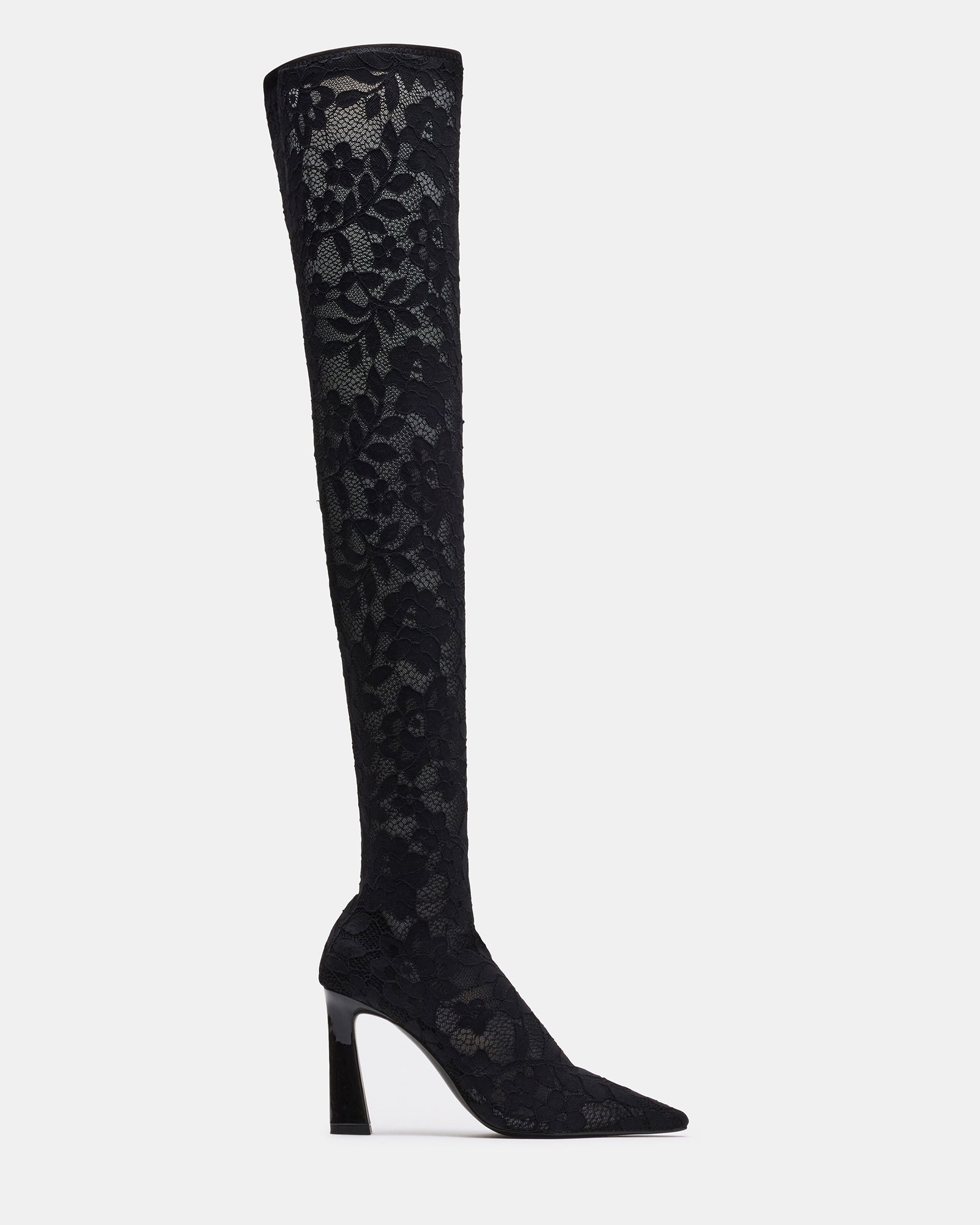 SERENE Black Lace Thigh High Boot | Women's Boots – Steve Madden