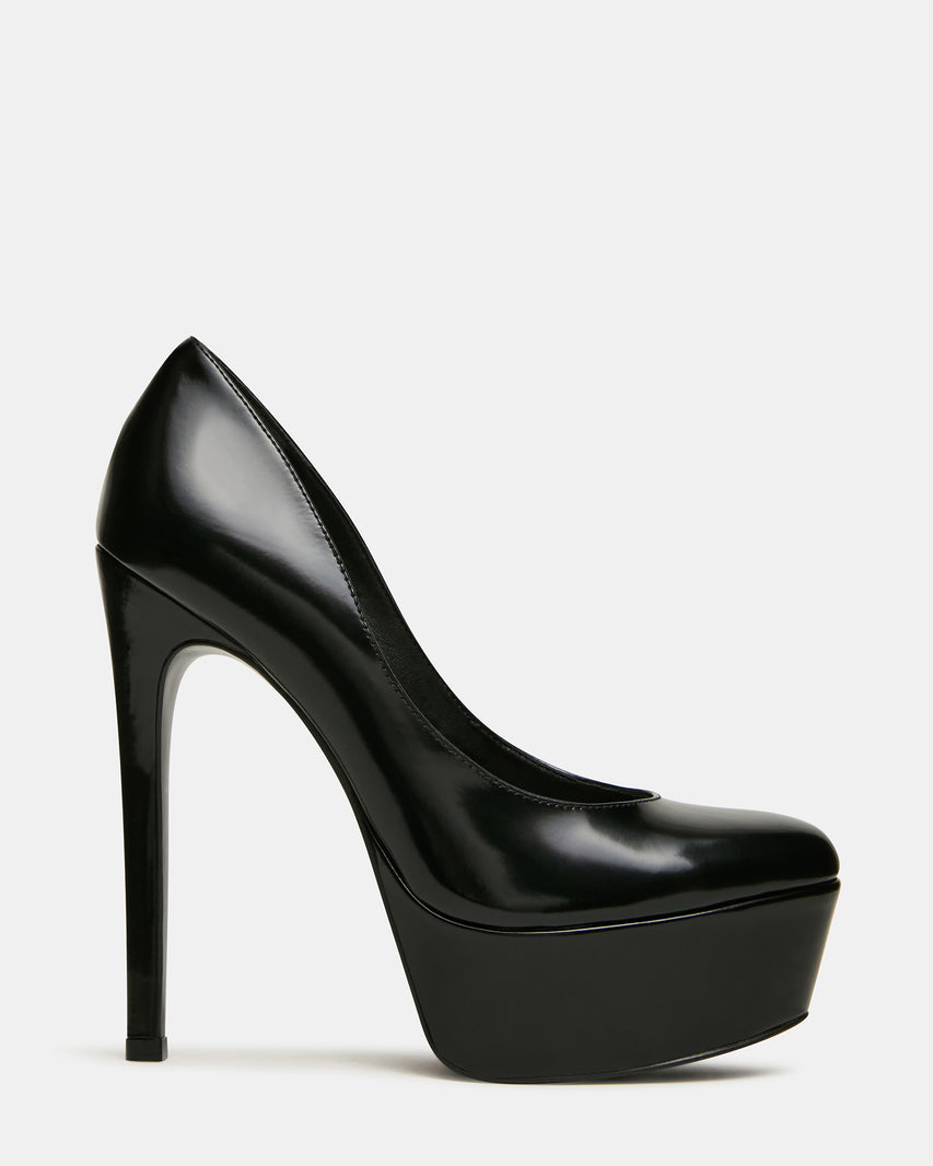 SILENE Black Leather Platform Pump Stiletto Women's Heel | Steve Madden