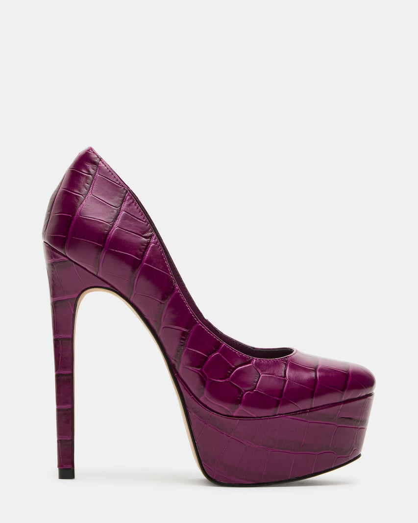 SILENE Purple Crocodile Leather Platform Pump Stiletto Women's Heel | Steve Madden
