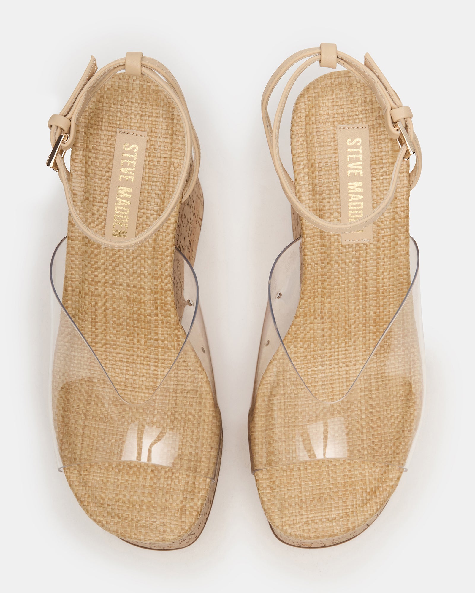 SINAI Clear Square-Toe Platform Wedge Strappy Women's Sandal