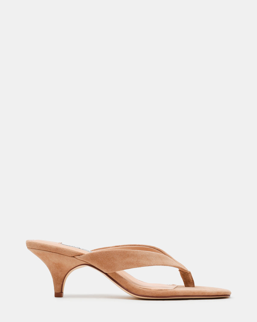 SKY Taupe Suede Thong Women's Kitten Heel | Steve Madden