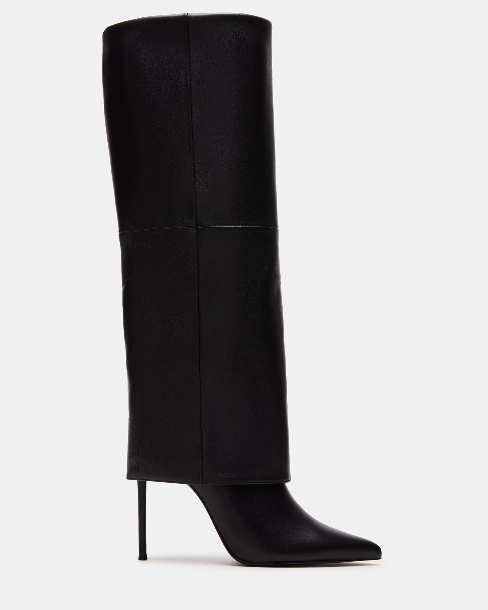 SMITH Black Leather Cuffed Stiletto Boot | Women's Boots – Steve Madden