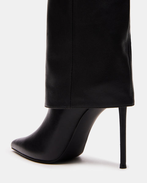 SMITH Black Leather Cuffed Stiletto Boot | Women's Boots – Steve Madden