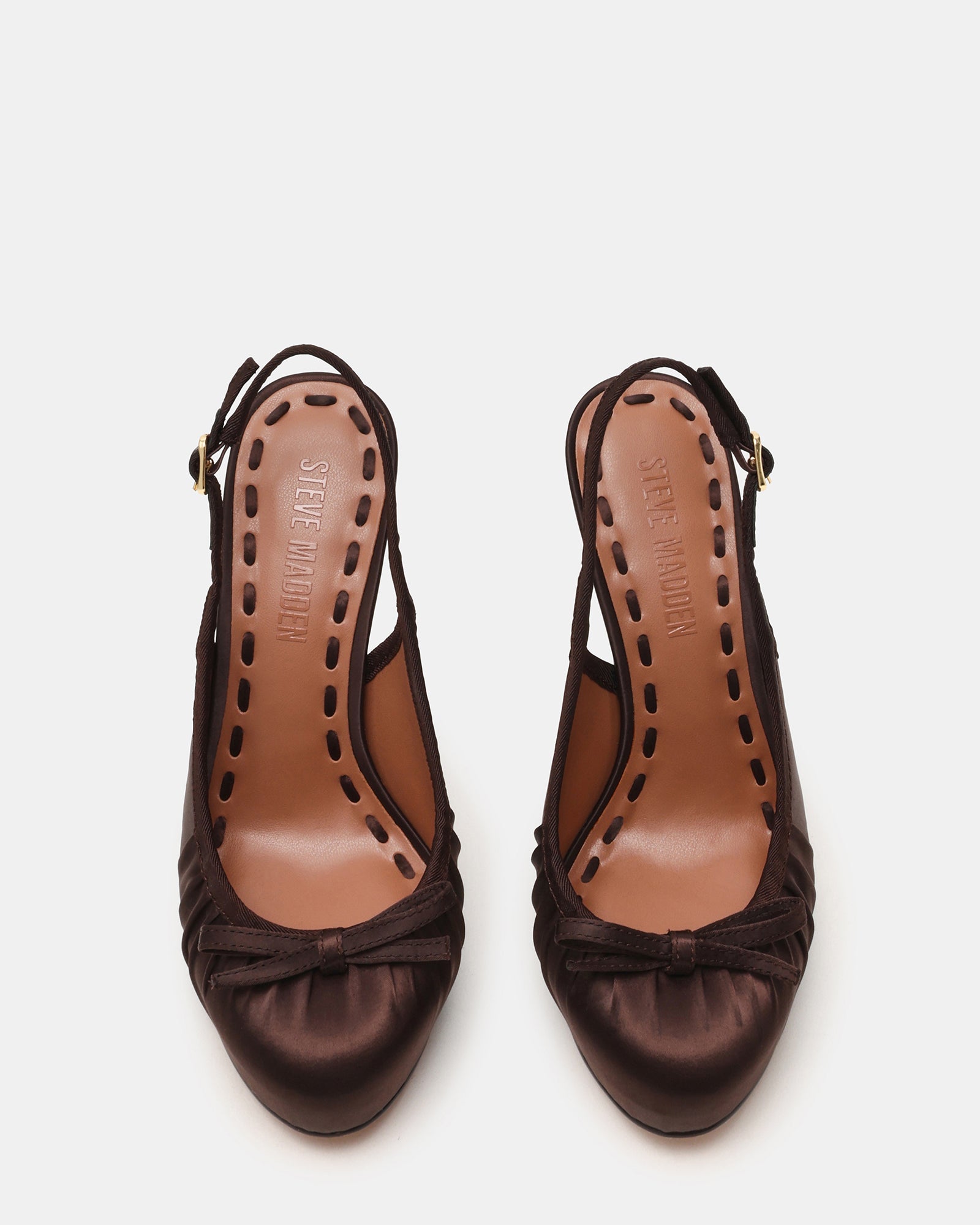 SOFIE Brown Satin Bow Slingback Platform Women's Heel Steve Madden SOFIE Brown Satin Bow Slingback Platform Women's Heel Steve Madden