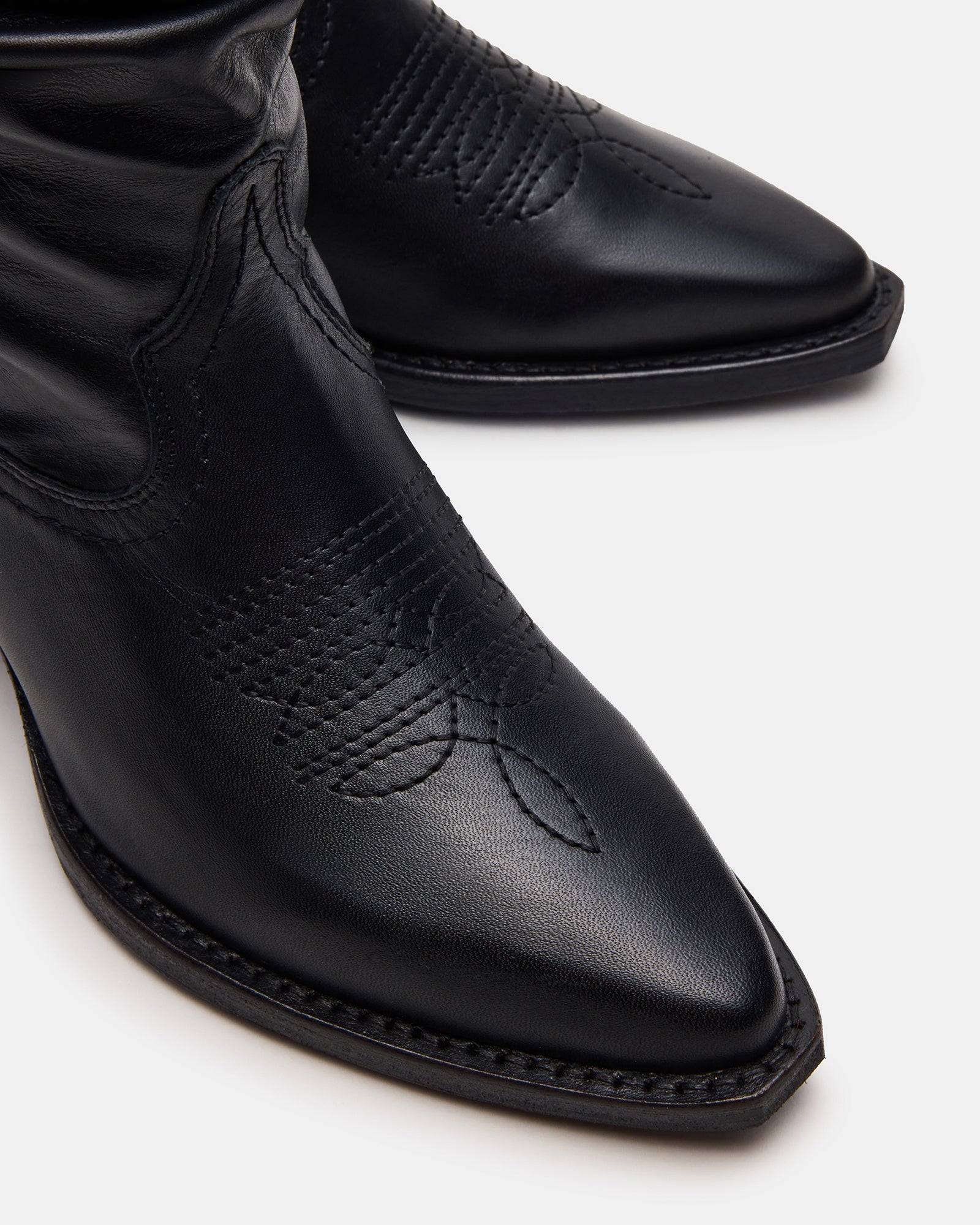 Steve Madden Stage Women's Boots Black Leather : 6.5 M