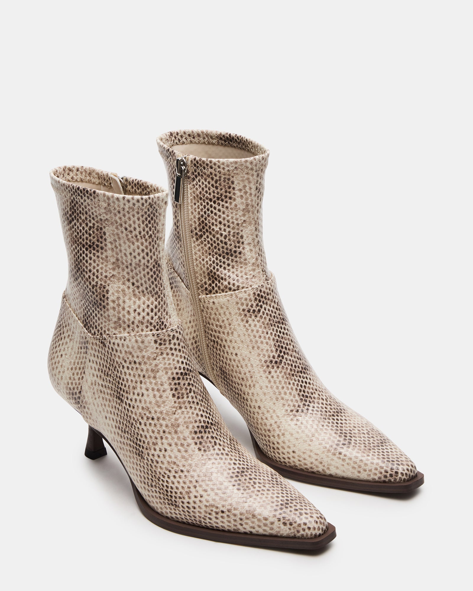 STASIA Natural Snake Pointed-Toe Kitten Heel Women's Ankle Boot – Steve ...