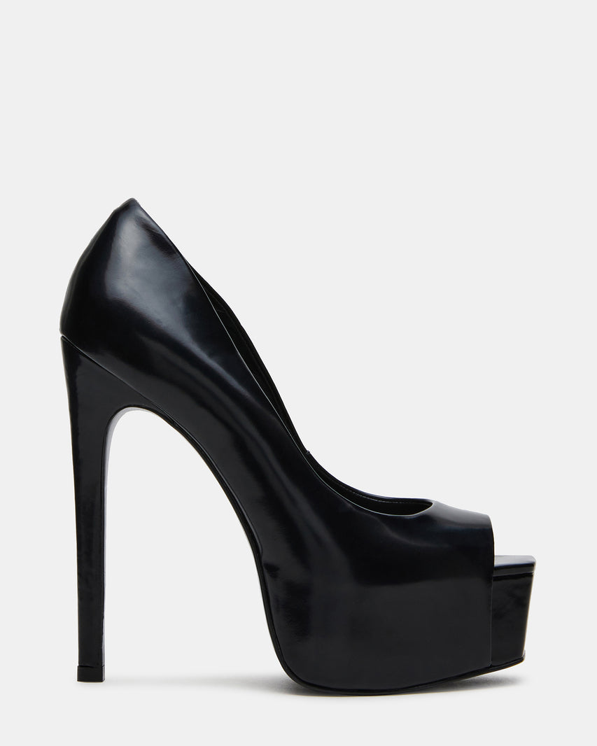 STELAN Black Leather Platform Square-Toe Stiletto Women's Heel | Steve Madden