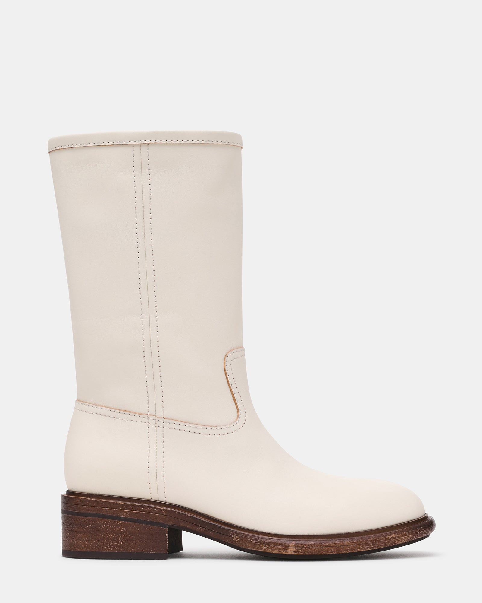STRAY White Leather Round-Toe Women's Boot | Steve Madden