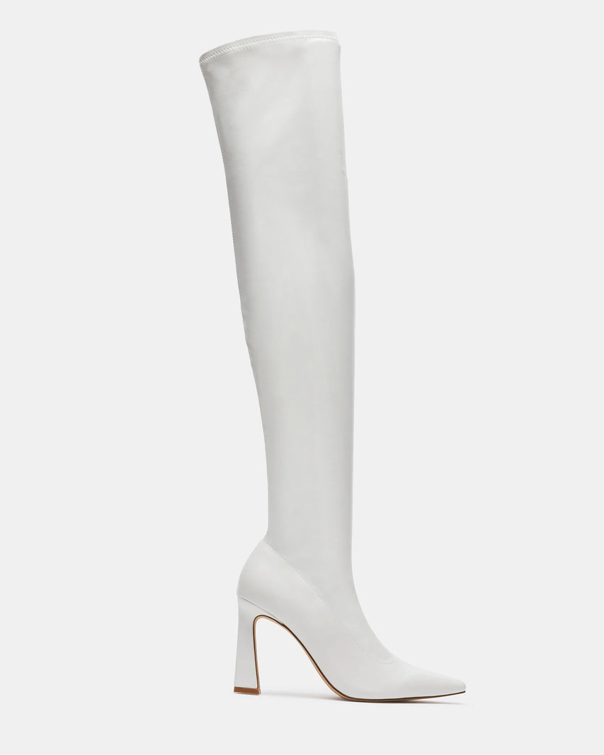 STRUT White Over The Knee Pointed Toe Boot | Women's Boots | Steve Madden