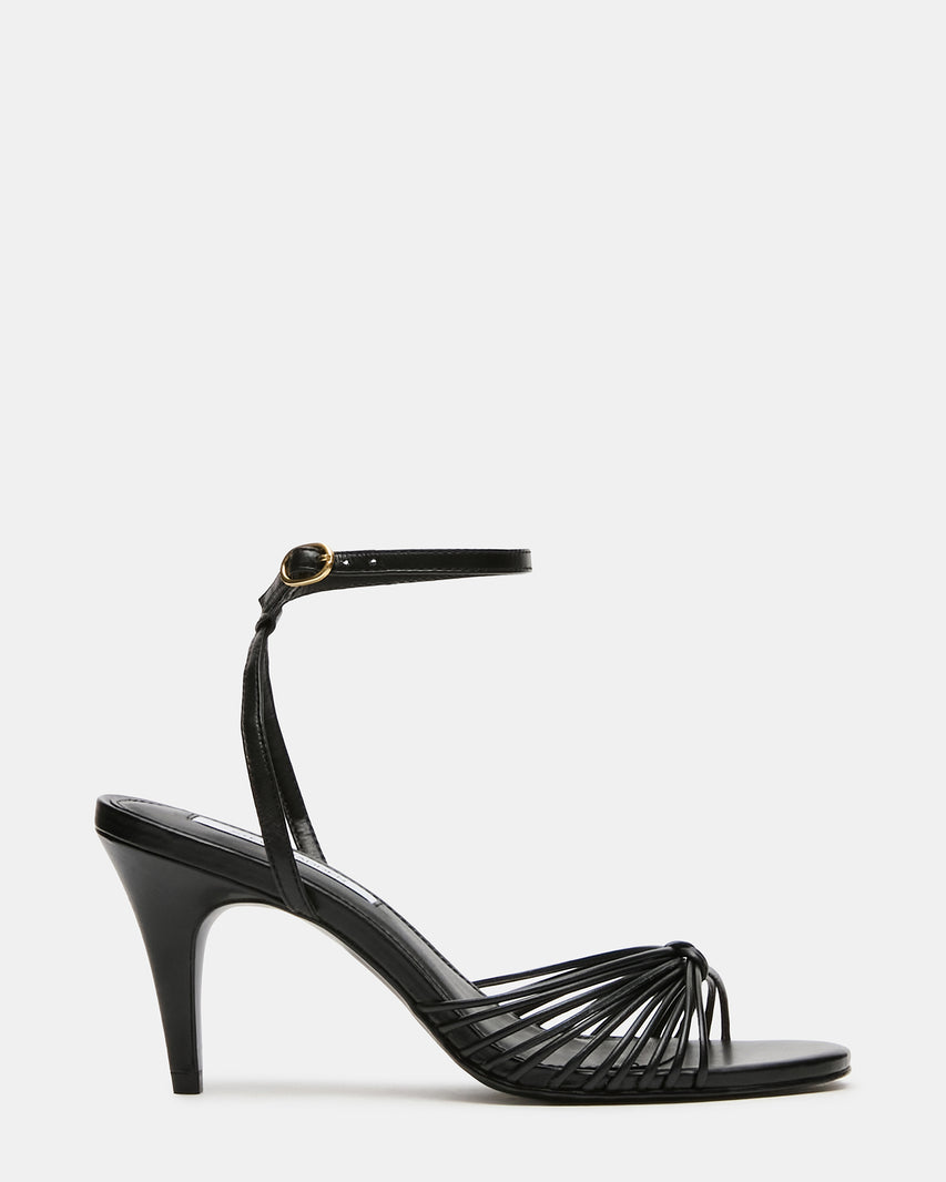 SUKI Black Leather Strappy Women's Heel | Steve Madden