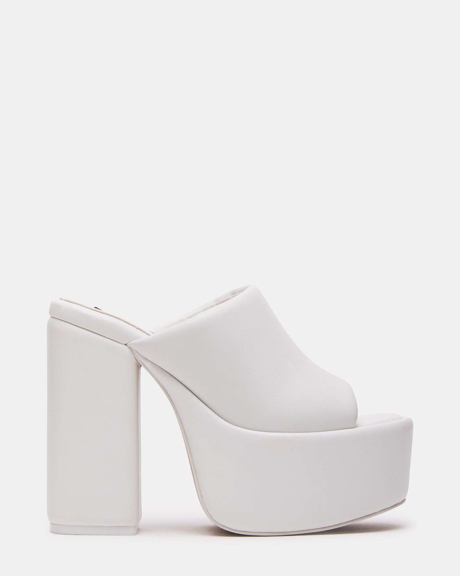 TAMALE White Leather Platform Block Heel Mule| Women's Heels – Steve Madden