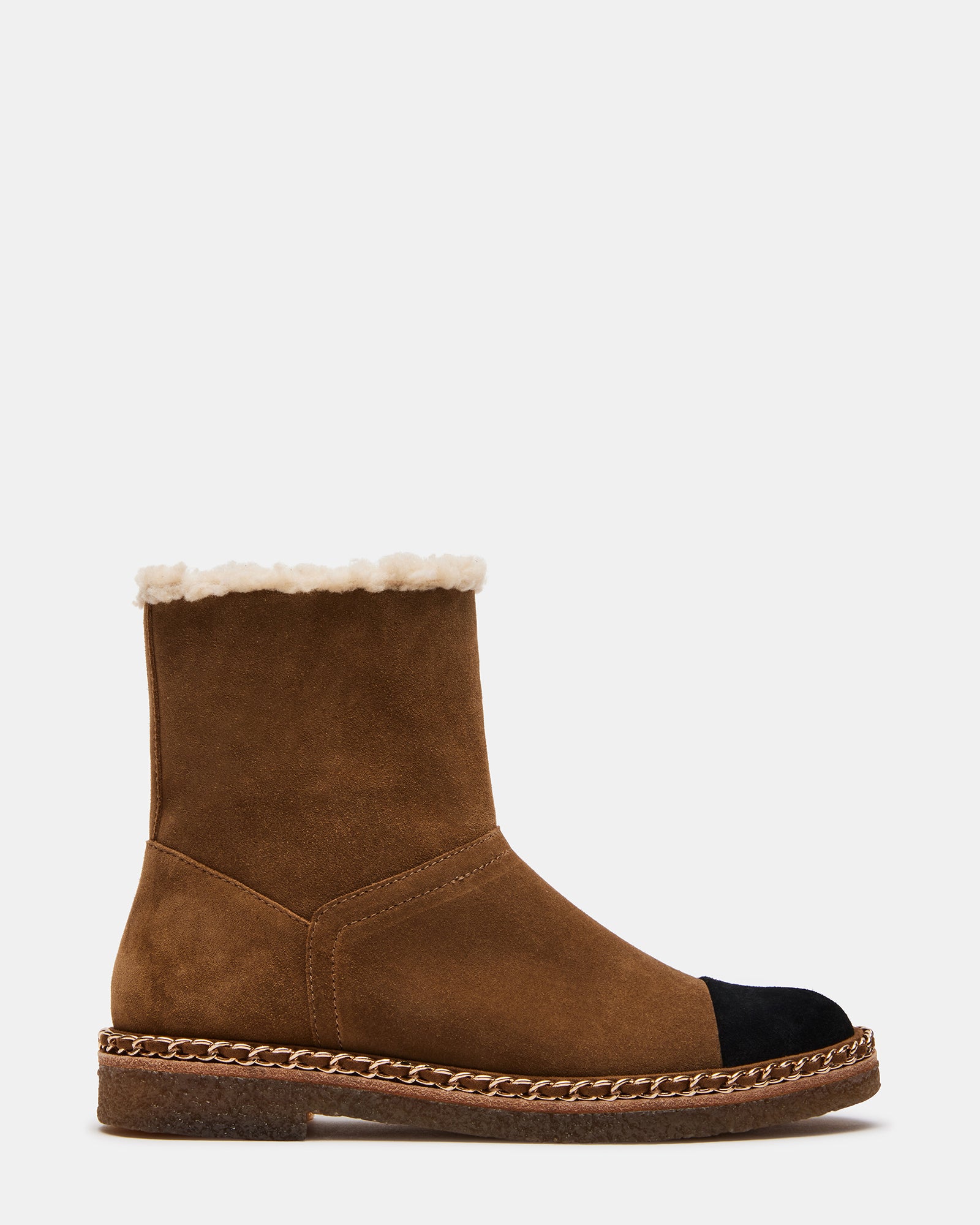 Steve Madden Womens Tayson Shearling Boots Suede Embellished - Chestnut Suede - 6 Medium (B,M)