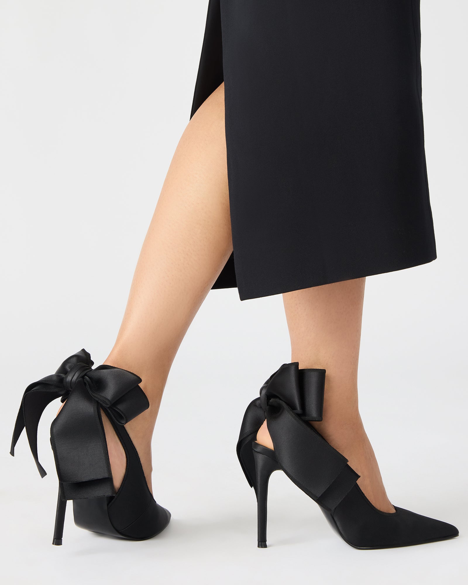 Steve Madden Women's Teacup Bow Pumps - Black Satin - 8.5 Steve Madden Women's Teacup Bow Pumps - Black Satin - 8.5