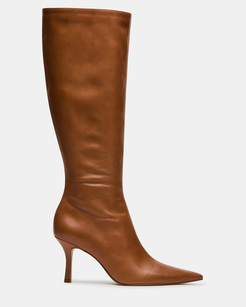 TINSLEY Vintage Tan Leather Pointed-Toe Knee-High Women's Boot | Steve Madden