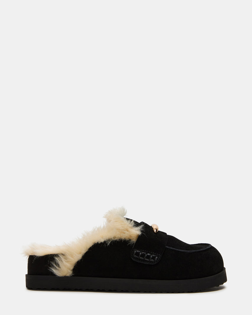 TOBIN FAUX FUR BLACK SUEDE