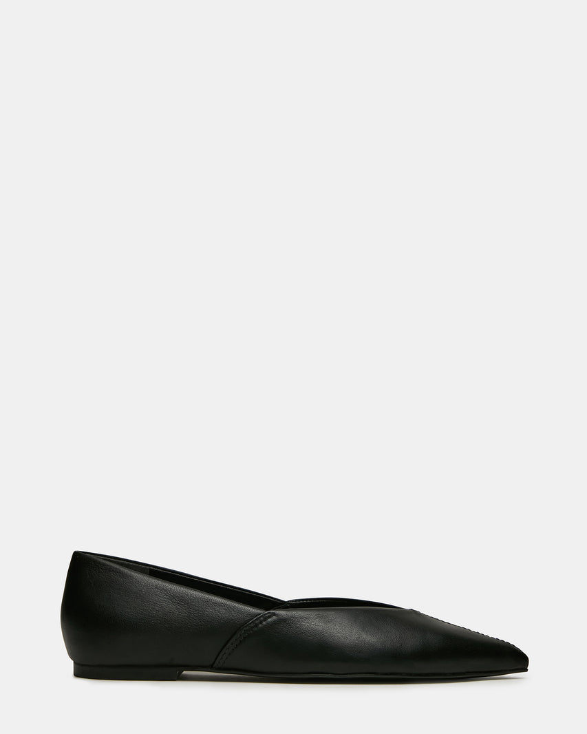 TOVI Black Leather Pointed-Toe Ballet Women's Flat | Steve Madden
