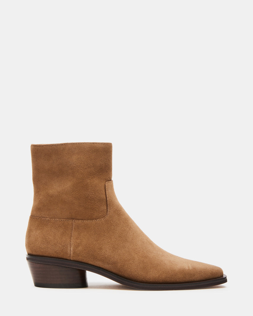 TRAVIS Taupe Suede Ankle Boot | Women's Booties â Steve Madden