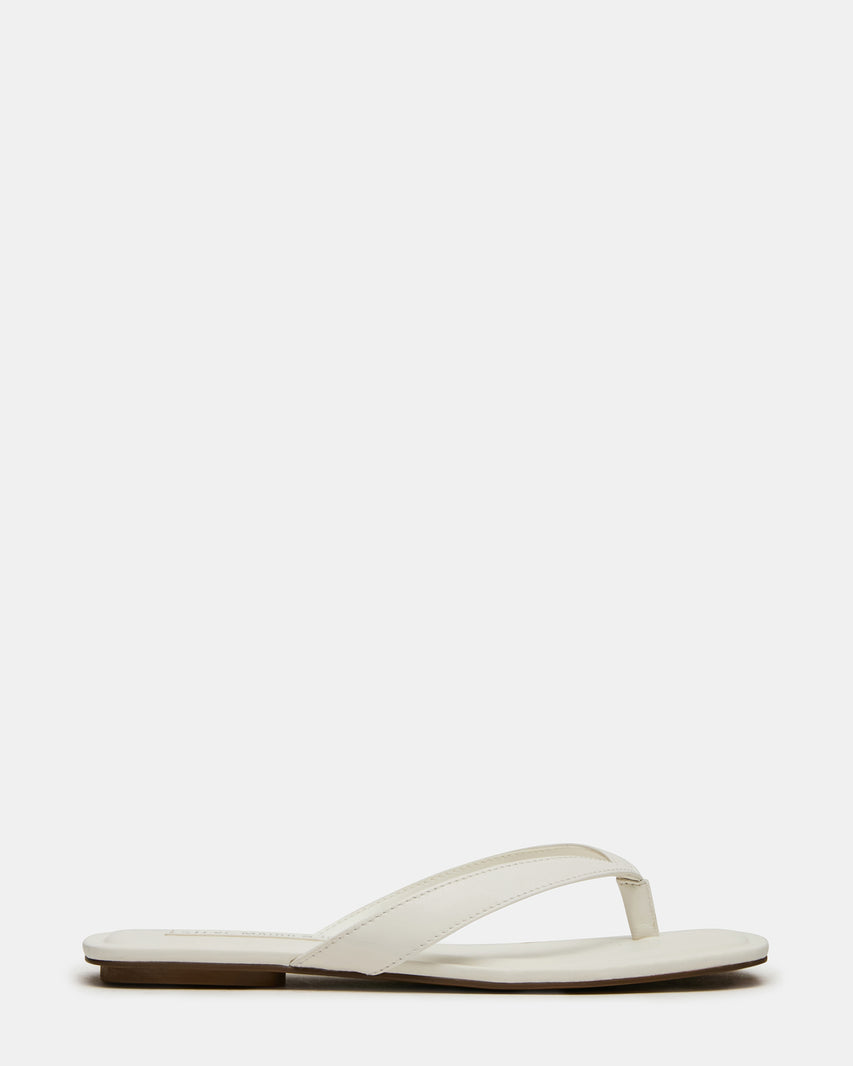 TRELLA White Leather Square-Toe Thong Women's Sandal | Steve Madden