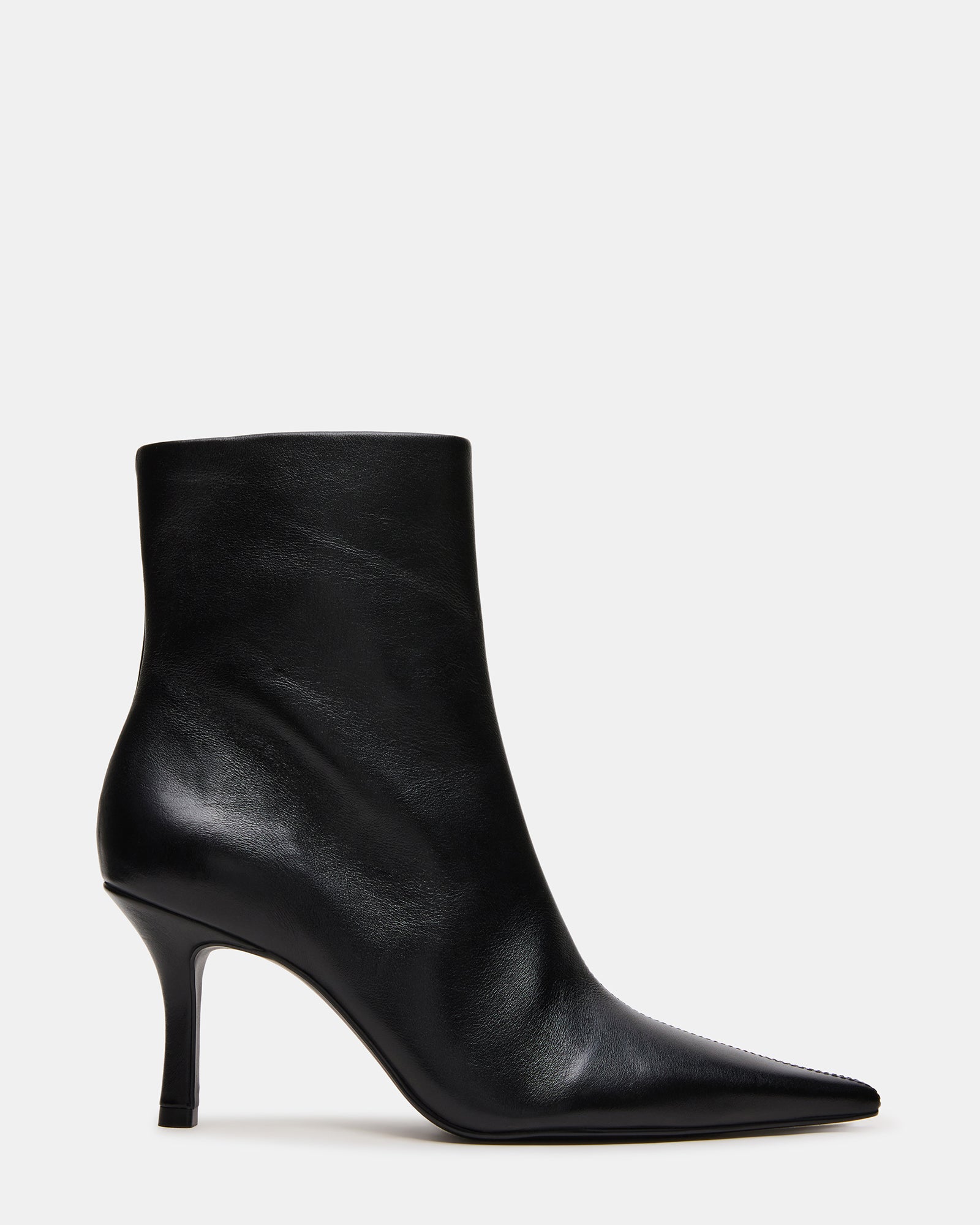 TRUCE Black Leather Pointed-Toe Women's Ankle Boot | Steve Madden