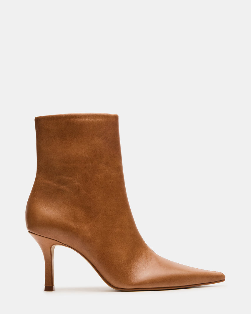 TRUCE Vintage Tan Leather Pointed-Toe Women's Ankle Boot | Steve Madden