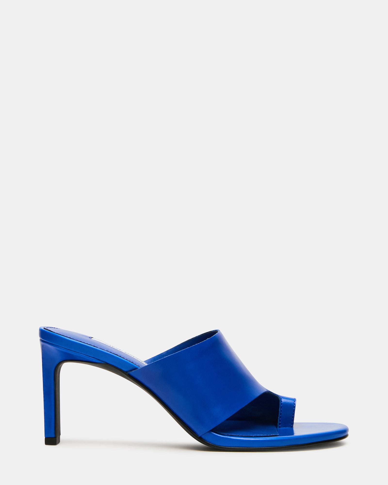 VALENTIN Blue Leather Toe-Strap Mule Women's Heel | Steve Madden