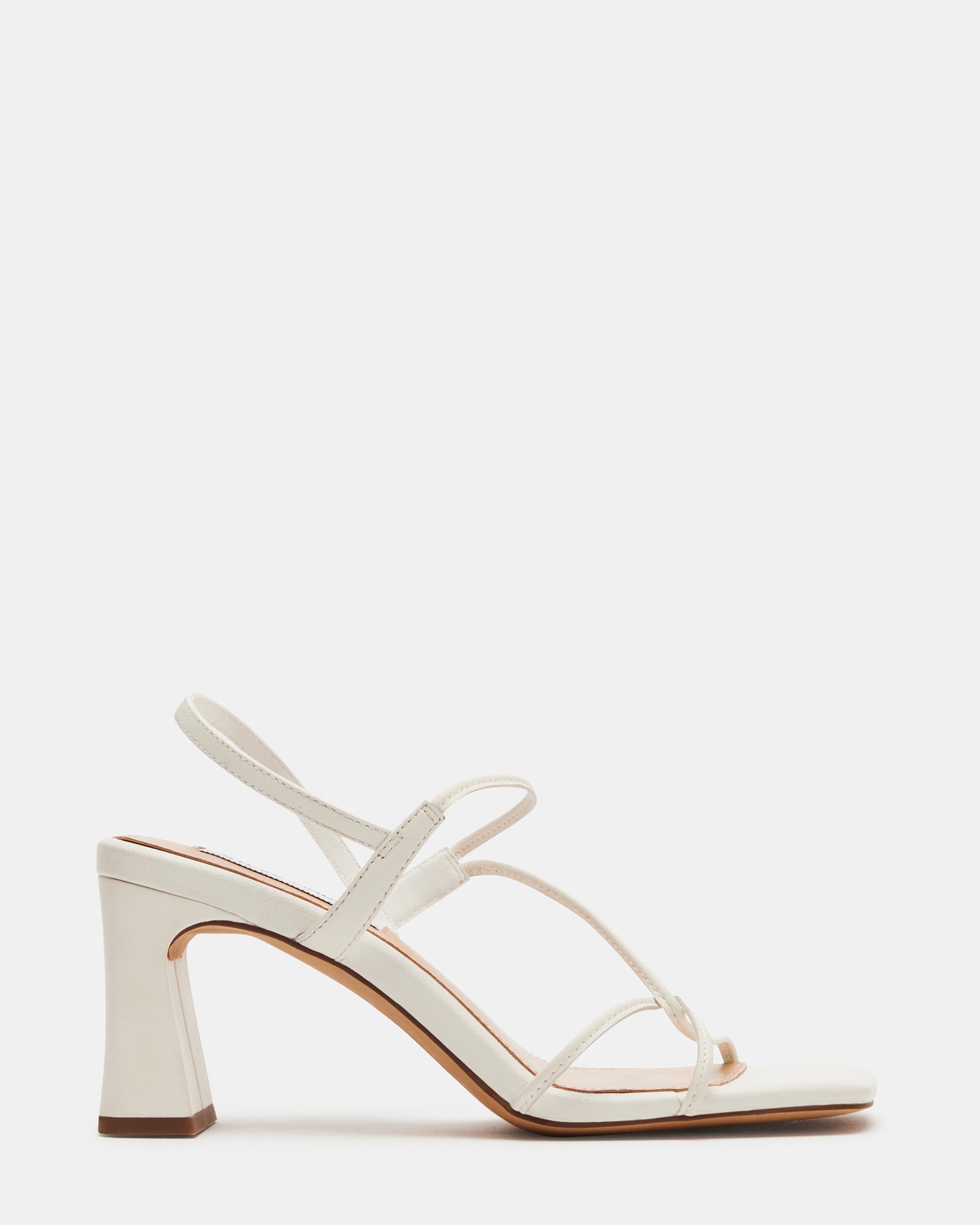 VALORA White Leather Strappy Square Toe Heel | Women's Heels – Steve Madden