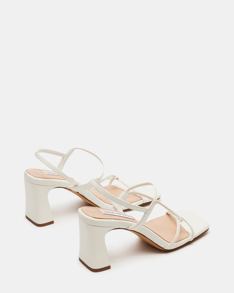 VALORA White Leather Strappy Square Toe Heel | Women's Heels – Steve Madden