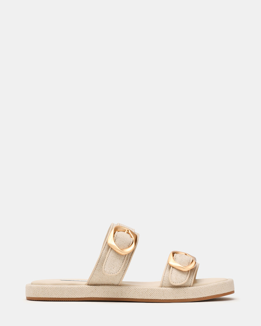 VEYA Linen Buckles Slide Flatform Mule Women's Sandal | Steve Madden