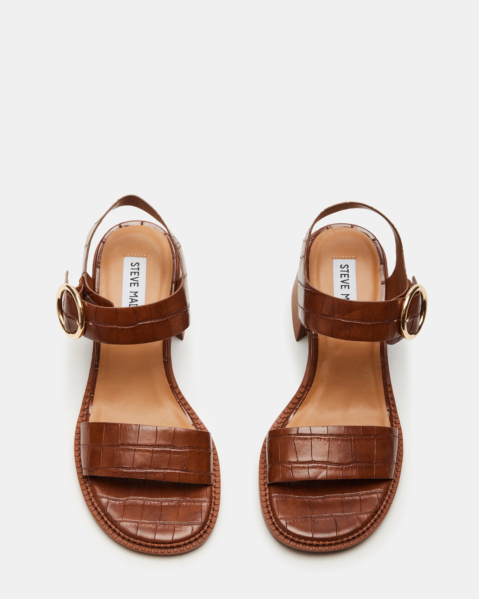 VIANNA Brown Crocodile Block Heel Sandal | Women's Sandals – Steve Madden