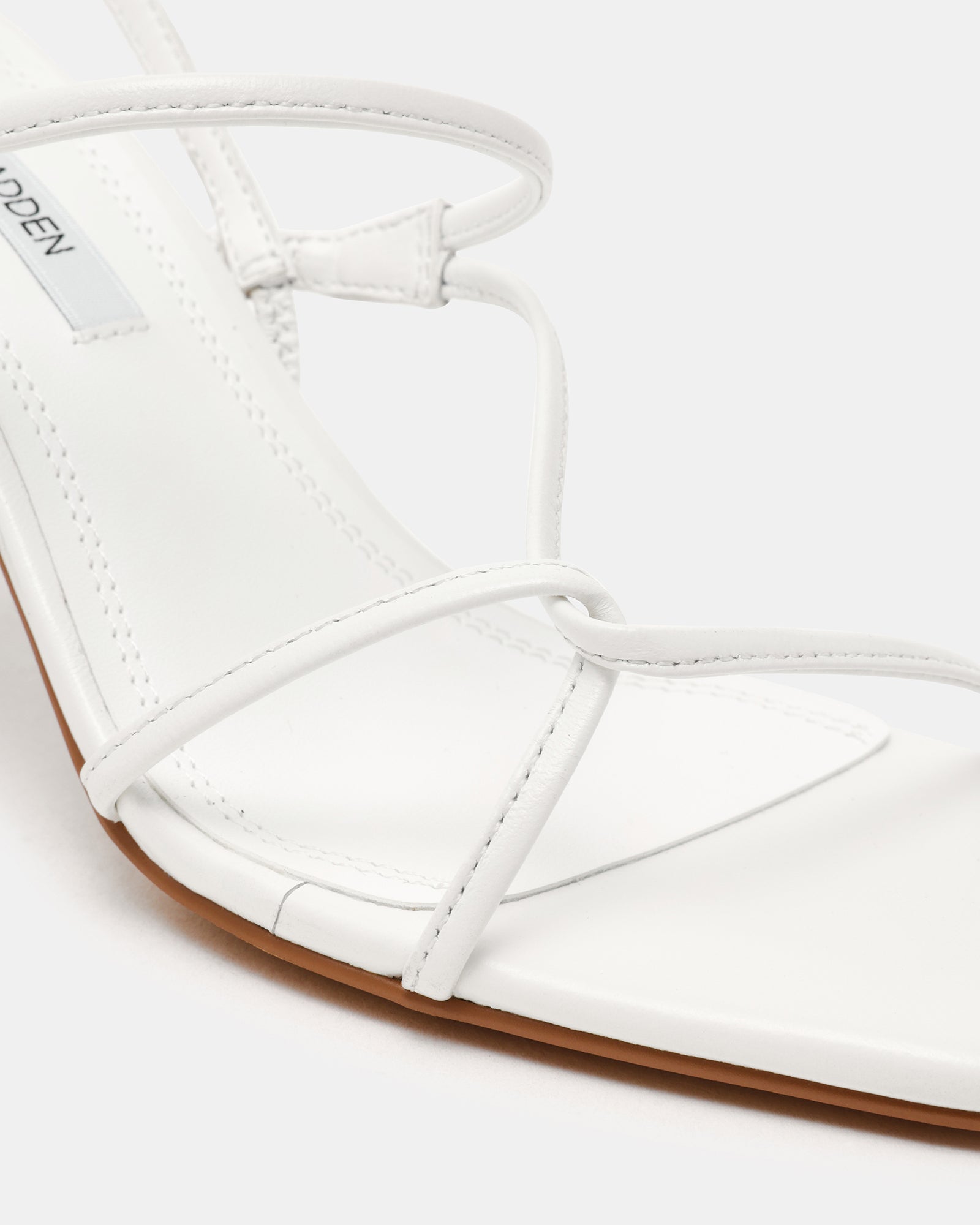 VINETIA White Leather Strappy Square-Toe Women's Block Heel