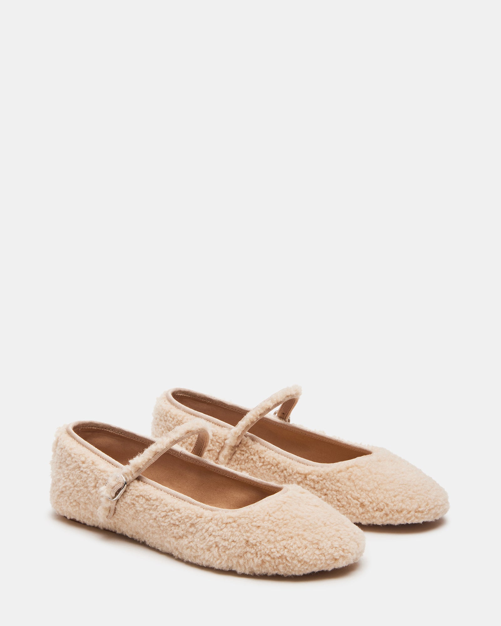 VINETTA Faux Shearling Natural Mary Jane Ballet Flat | Women's Flats ...