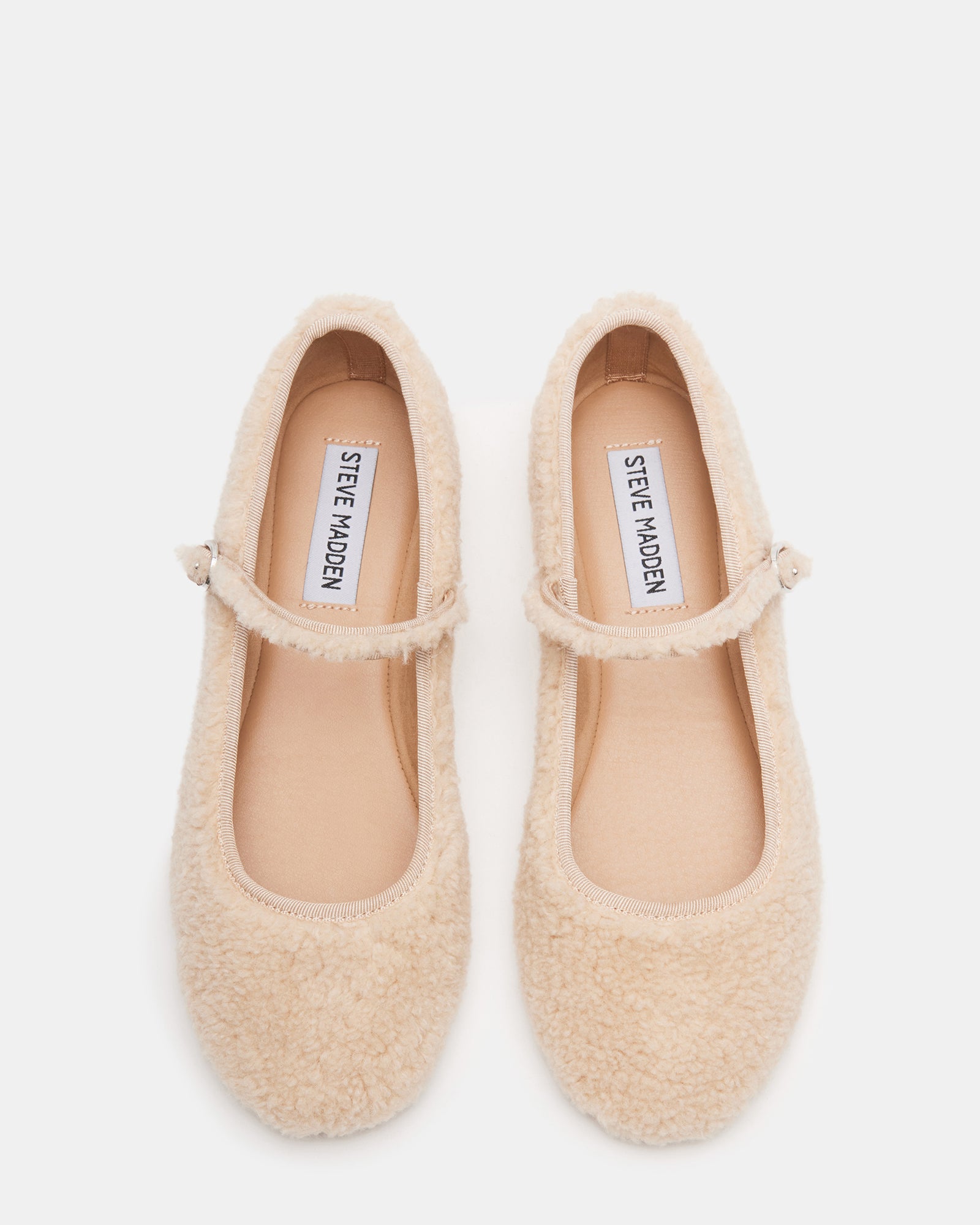VINETTA Faux Shearling Natural Mary Jane Ballet Flat | Women's Flats ...
