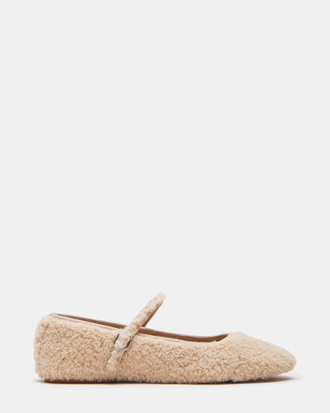 VINETTA Faux Shearling Natural Mary Jane Ballet Flat | Women's Flats ...