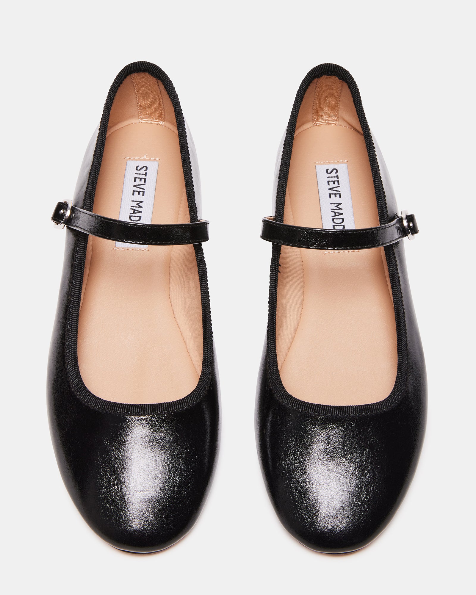VINETTA Black Leather Mary Jane Ballet Flat | Women's Flats – Steve Madden