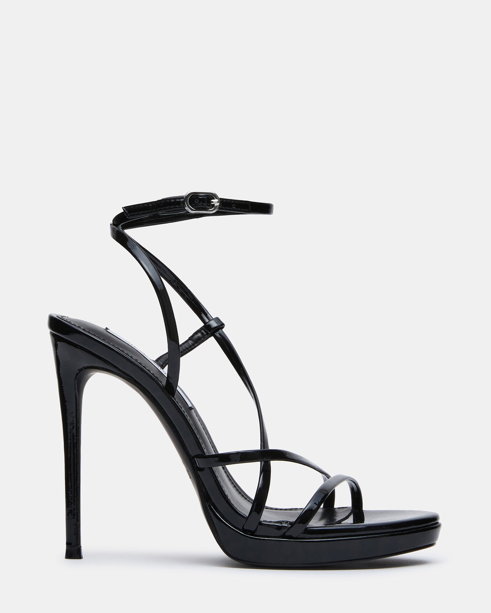 WESS Black Patent Strappy Women's Stiletto Heel | Steve Madden
