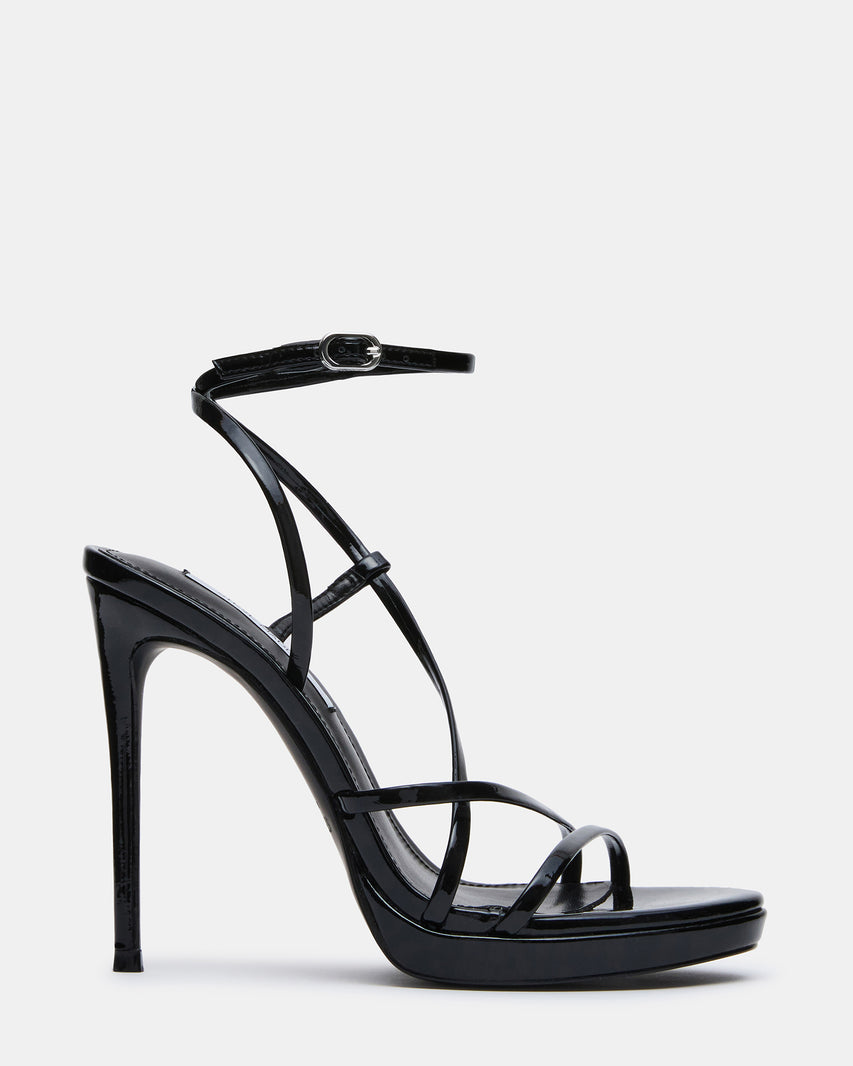 WESS Black Patent Strappy Women's Stiletto Heel | Steve Madden