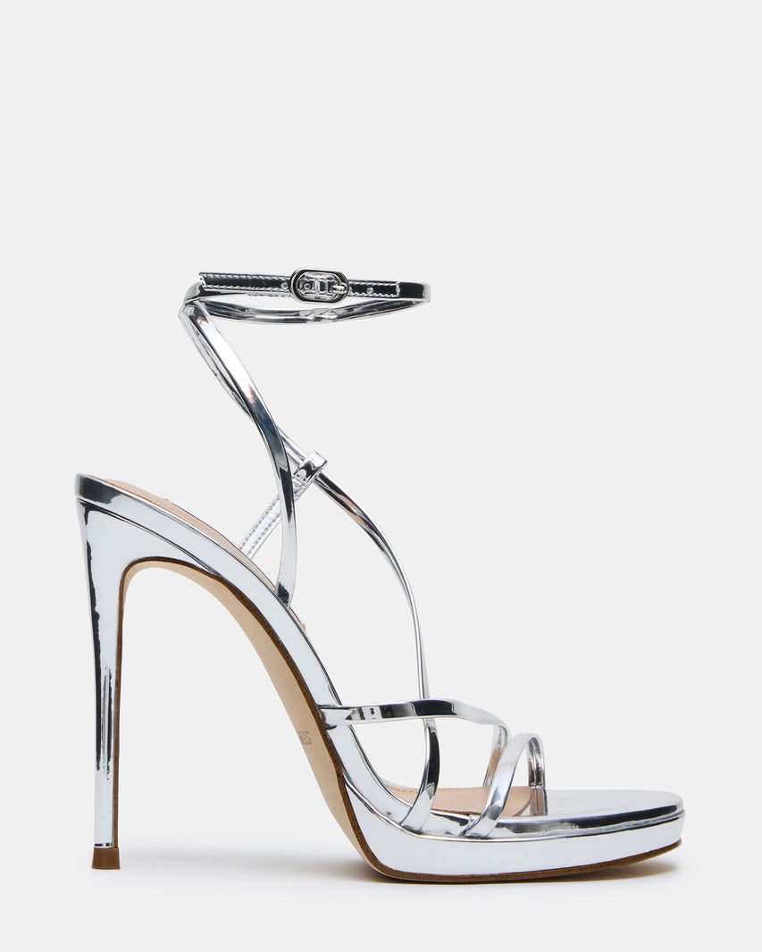 WESS Silver Strappy Women's Stiletto Heel | Steve Madden