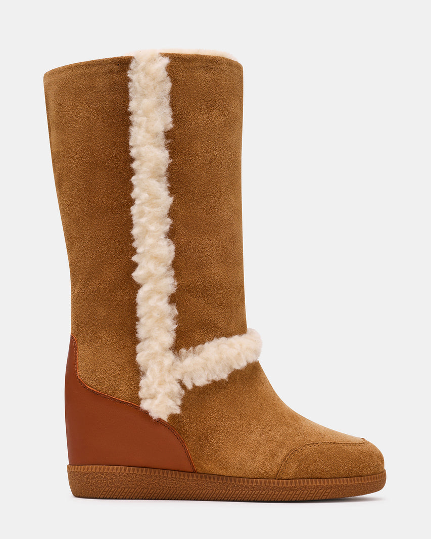 WOODSIDE FAUX FUR CHESTNUT SUEDE