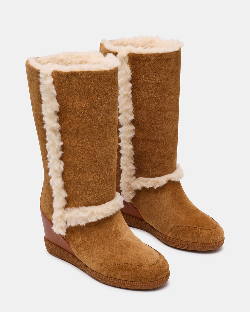 WOODSIDE FAUX FUR CHESTNUT SUEDE - view 3