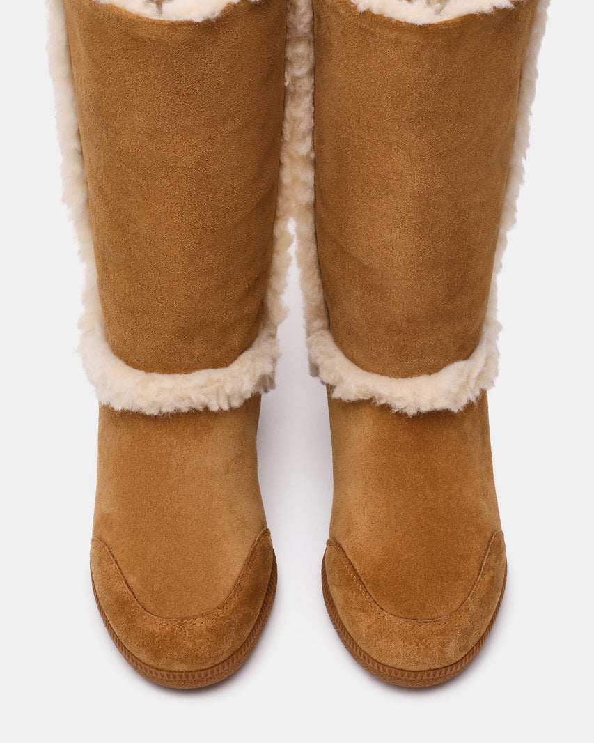 WOODSIDE FAUX FUR CHESTNUT SUEDE - view 5