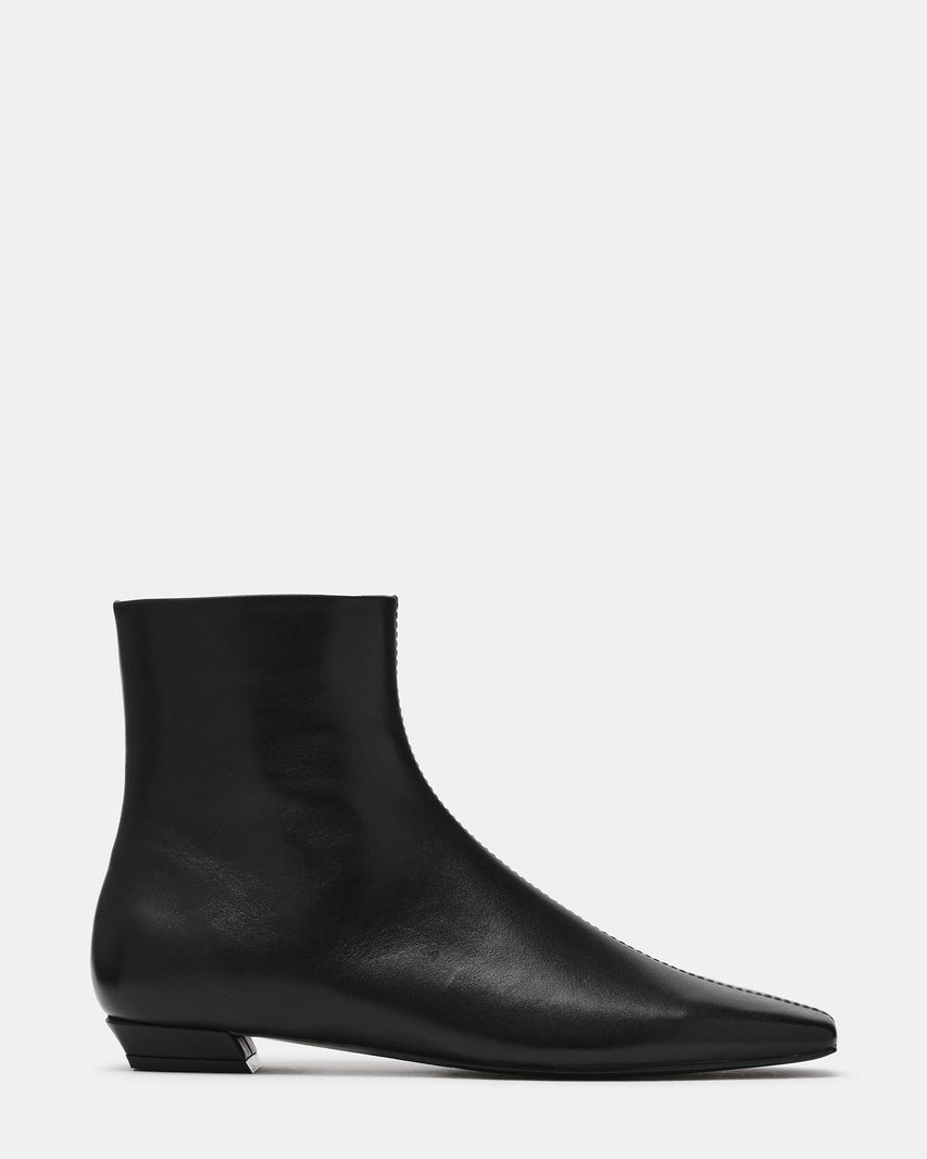 ZAMI Black Leather Square-Toe Women's Ankle Boot | Steve Madden
