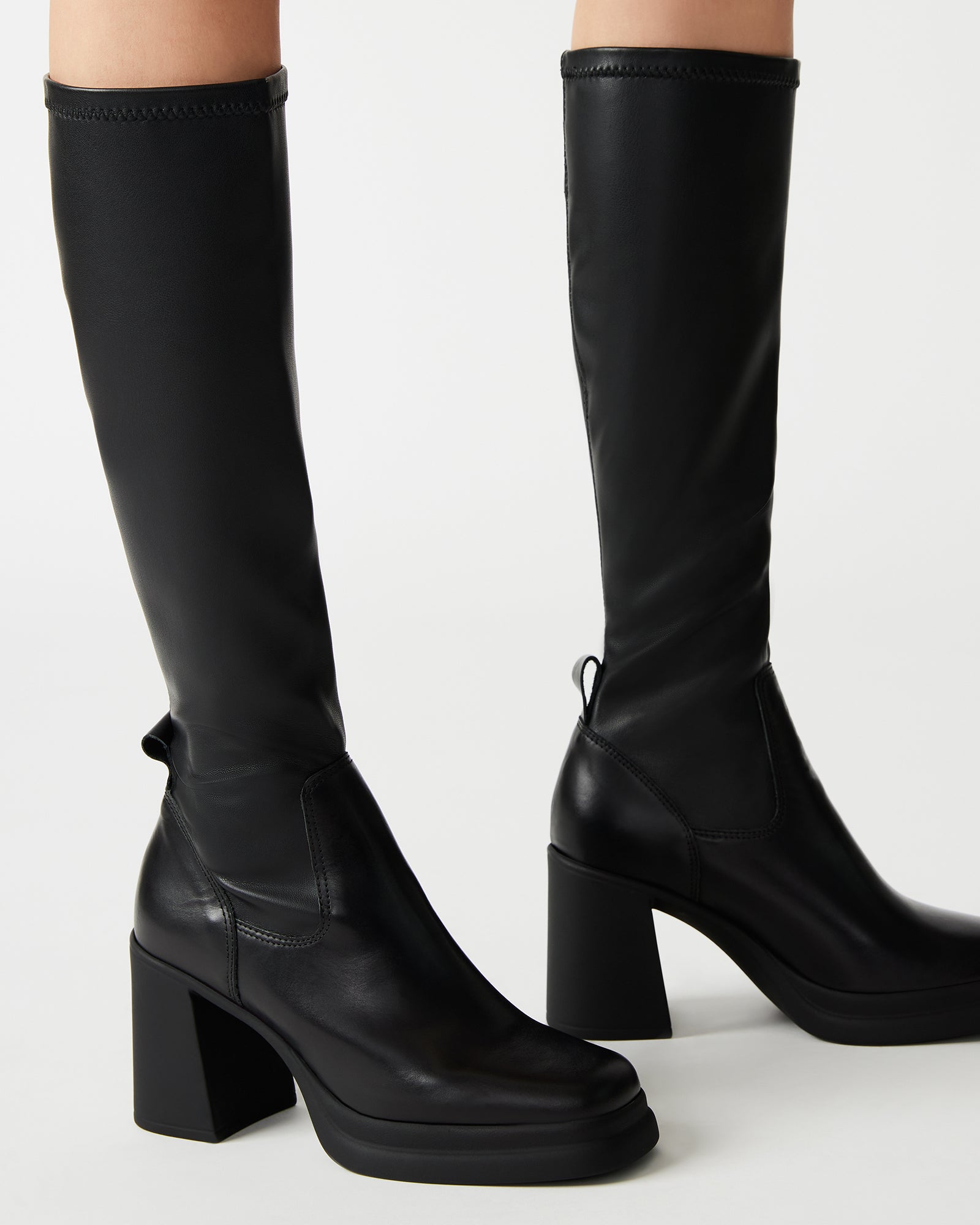 ZENOVIA Black Square Toe Knee High Boot | Women's Boots – Steve Madden